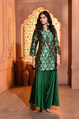 Emerald Green Kurta with Draped Pant Set