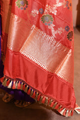 Red Multi-Floral Banarsi Silk Duppatta