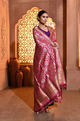 Rani Pink Meenakari Banarsi Silk Duppatta