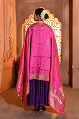 Pink Handwoven Booti Silk Duppatta