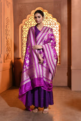 Purple Floral Jaal Silk Duppatta