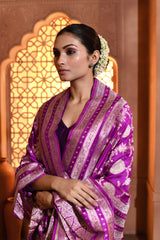 Purple Floral Jaal Silk Duppatta