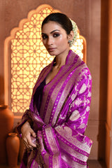 Purple Floral Jaal Silk Duppatta