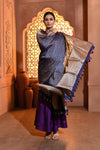 Blue Mughal Jaal Banarsi Silk Duppatta