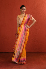 Yellow Woven Silk Saree with Intricate Palla