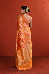 Orange Meenakari Jaal Handwoven Silk Saree