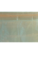 Aqua Blue Meenakari Brocade Saree