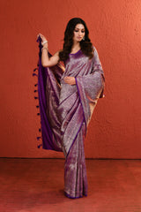 Purple Brocade Silk Saree