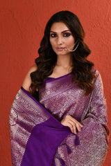 Purple Brocade Silk Saree
