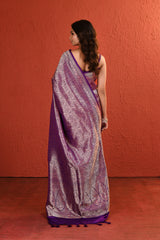 Purple Brocade Silk Saree