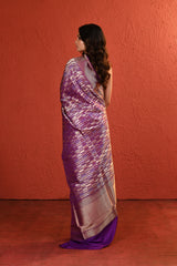 Purple Contemporary Silver Gold Zari Silk Saree