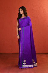 Violet Mashru Silk Saree with Motifs
