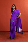 Violet Mashru Silk Saree with Motifs