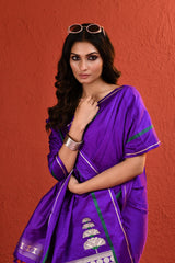 Violet Mashru Silk Saree with Motifs
