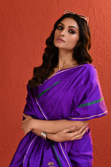 Violet Mashru Silk Saree with Motifs