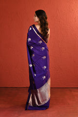 Purple Handwoven Floral Bouquet Saree