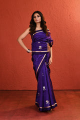 Purple Handwoven Floral Bouquet Saree