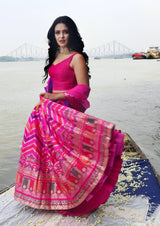 Pink Lehenga with Multi-Hued Chevron Pattern Set