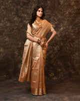 Liquid Gold Tissue Booti Saree with Running Blouse Piece
