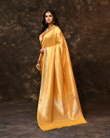 Yellow Banarsi Brocade Silk Saree