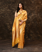 Yellow Banarsi Brocade Silk Saree