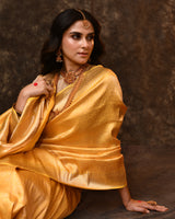 Yellow Banarsi Brocade Silk Saree