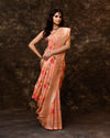 Peach Meenakari Floral Jaal Silk Saree with Running Blouse Piece