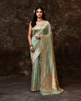 Powder Blue Silver Butterfly Handwoven Silk Saree