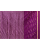 Purple Gold Silver Floral Silk Saree with Running Blouse Piece