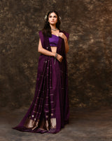 Purple Contemporary Summer Silk Saree with Running Blouse Piece