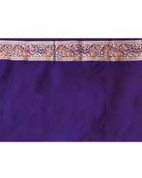 Blue Meenakari Jaal Banarsi Silk Saree with Running Blouse Piece