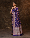 Blue Meenakari Jaal Banarsi Silk Saree with Running Blouse Piece