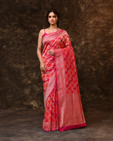 Pink Rangkaat Banarsi Silk Saree with Running Blouse Piece