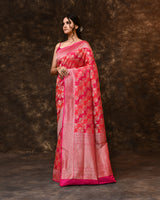 Pink Rangkaat Banarsi Silk Saree with Running Blouse Piece