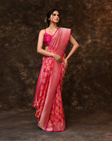 Pink Rangkaat Banarsi Silk Saree with Running Blouse Piece