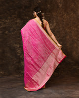 Pink Silver Contemporary Silk Saree with Running Blouse Piece