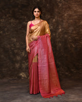 Pink Gold Block Tissue Saree