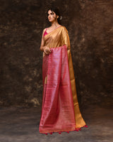 Pink Gold Block Tissue Saree