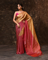 Pink Gold Block Tissue Saree