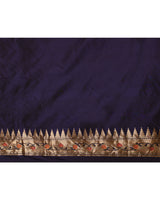 Blue Multi-Floral Weave Banarsi Silk Saree with Running Blouse Piece
