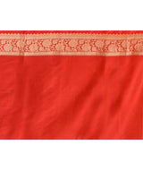 Orange Red Chevron Rangkaat Banarsi Silk Saree