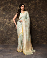 Powder Blue Kadhua Banarsi Boota Silk Saree