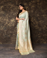 Powder Blue Kadhua Banarsi Boota Silk Saree