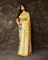 Lime Green Handwoven Banarsi Silk Saree