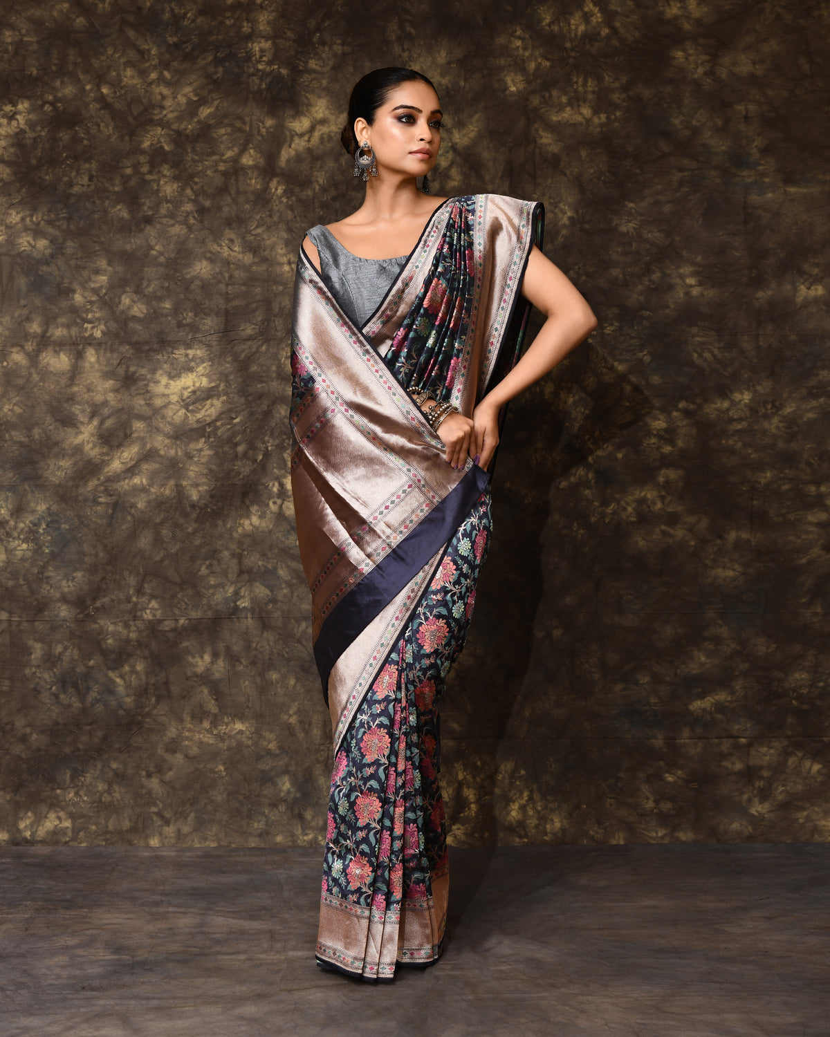 Handwoven Floral Meenakari Silk Saree