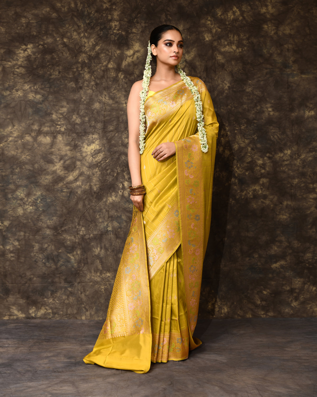 Green Meenakari Floral Silk Saree