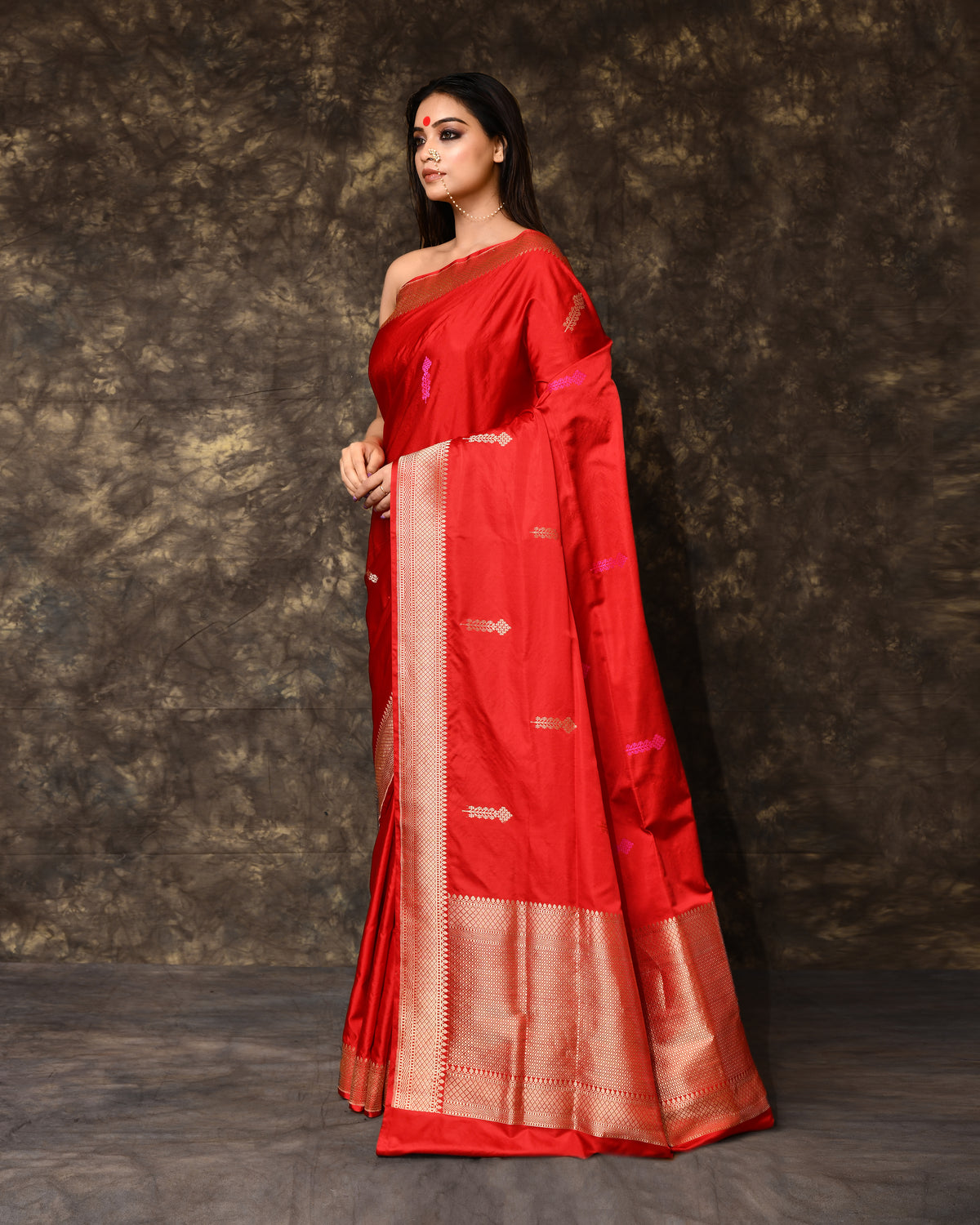 Red Mashru Silk Saree