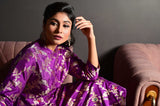 Purple Banarasi Silk Kurta Set with Pockets