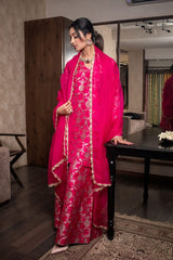 Pragati Pitty in Rani Pink Banarasi Silk Sharara Set