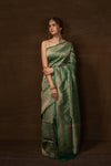 Banarasi Meenakari Jaal Green Silk Saree